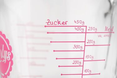 Measuring cup made of borosilicate glass in milliliters and grams, cold and heat resistant (microwave safe), with a non-slip and ergonomic handle (500 ml) Transparent