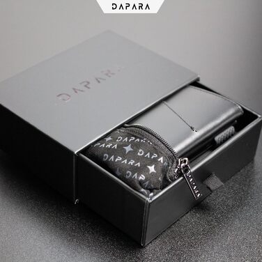 Чоловічий шкіряний гаманець DAPARA з відділенням для монет та RFID-захистом | Slim Wallet для чоловіків | Портмоне на 12 карт | Чорний міні-гаманець з відділенням для монет