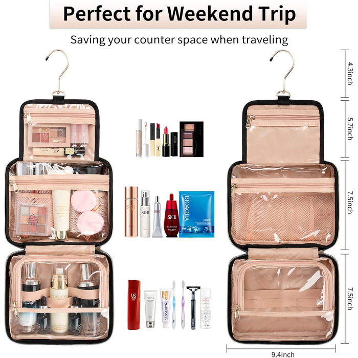 Культурний мішечок для жінок та чоловіків, сумка для туалетних аксесуарів для подорожей, органайзер для косметики та туалетних речей (ромб, чорний)