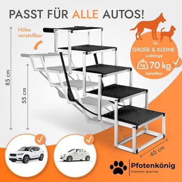 Сходинки для собак Pfotenkönig: легкі, скласні, для автомобіля (до 70 кг)