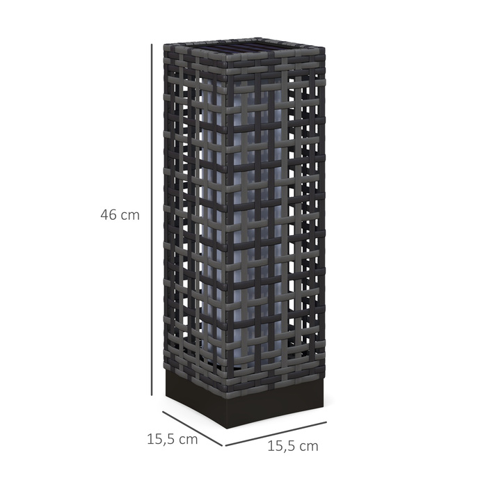 Outsunny Solar Lantern Rattan Solar Lamp Waterproof Path Light with Light Sensor Automatic LED Garden Lamp Outdoor Light for Balcony Steel Grey
