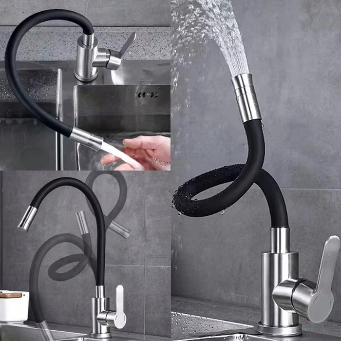 Кухонний змішувач Granite Sink, чорний з сріблом