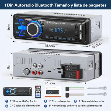 Автомагнітола 1 DIN з Bluetooth, для авто