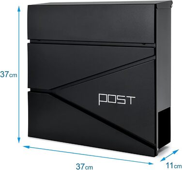 Поштовий ящик Verda з газетницею, нержавіюча сталь, антрацит, 2 ключі - дизайнерський настінний ящик з прихованим замком