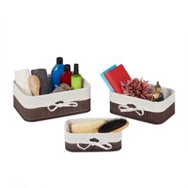 Relaxdays Bamboo Storage Baskets - Set of 3