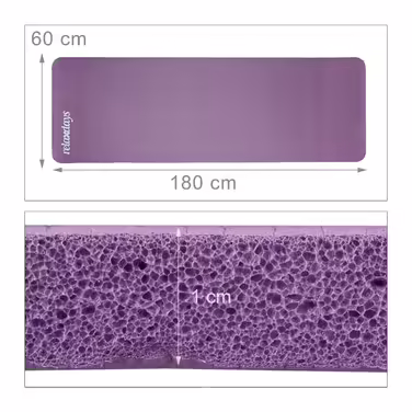 Relaxdays Yoga Mat, 1 cm thick, solid color