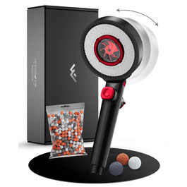 Фільтр для душу з 3 режимами та бустером | Економна душова насадка з мінеральними перлами | Чорна ручна душова лійка з інструментом, запасними перлами та сталевою пластиною (матова чорна)