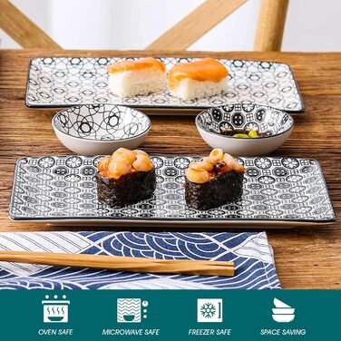Набір посуду Vancasso HARUKA Sushi Set: 6 предметів для суші (2 особи), порцеляна, Японія