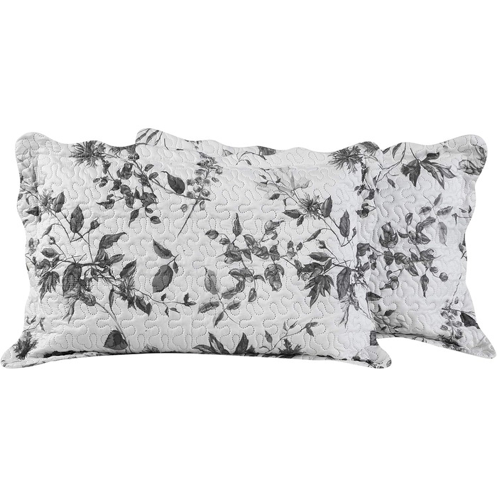 Набір постільної білизни Marina Decoration з ковдрою та двома наволочками, сірий візерунок хризантем, розмір King