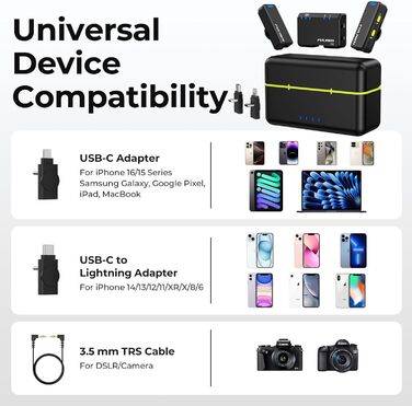 Мікрофон FULAIM X6S: Бездротовий петличний мікрофон з AI шумозаглушенням для iPhone, камер, відео та Vlogging