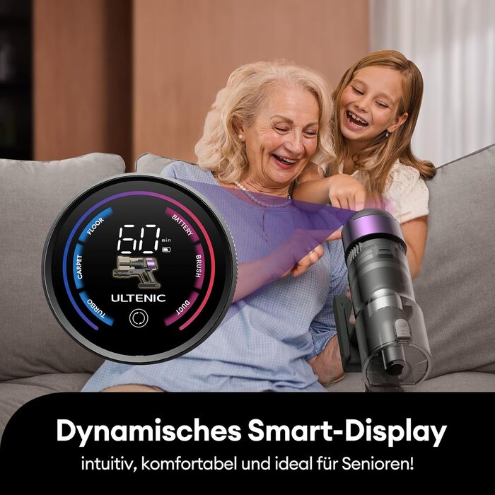 Бездротовий акумуляторний пилосос Ultenic U20, 55000Pa, 600W, 60 хвилин, GreenEye, Anti-Tangle, для твердих поверхонь, килимів, шерсті тварин