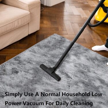 Шкіряний килим Hochflor 120x160 см - пухнастий, сучасний, для вітальні та спальні, темно-сірий (прямокутний)