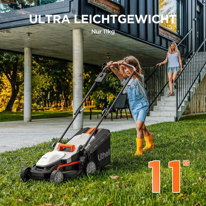 Litheli cordless lawn mower, 20V/33cm cutting width, up to 200 m², 30L collection box, 25-65 mm cutting height, incl. 4.0 Ah battery