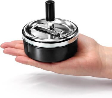 Попільничка металева com-four® 6x з нержавіючої сталі, Windaschenbecher, Ø 11 см (2 шт., чорна)