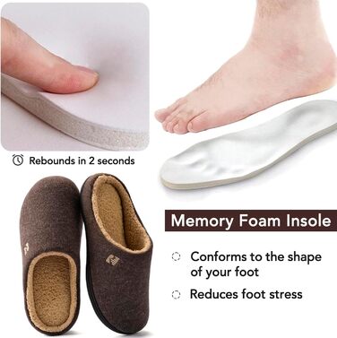 Чоловічі халапи RockDove з підкладкою Sherpa та піною Memory Foam (42/43 EU, Кофе)