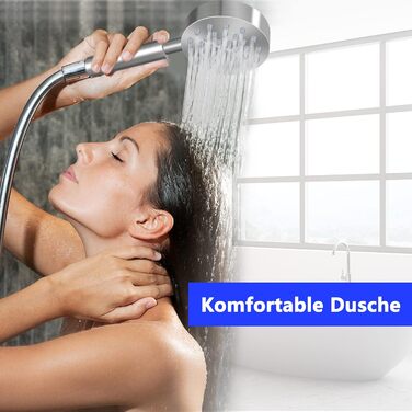 Stainless Steel Shower Head, Water-Saving Showerhead, High-Pressure Shower Head, Handheld Shower Head with Strong Jet, Rain Shower Head for Bathing, Spa, and Tub Cleaning