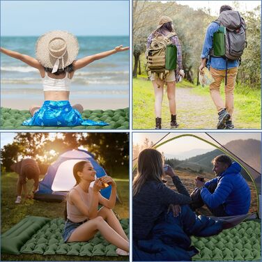 YOUXIU Self-Inflating Camping Mat - Lightweight, Waterproof Sleeping Pad with Foot Pump - Ideal for Hiking, Travel & Tent Use (Green)