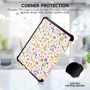 Чохол для Kindle 11 (2022-2024) Fancity: PU-шкіра, TPU, з петлею, авто-сон/пробудження, з квітами