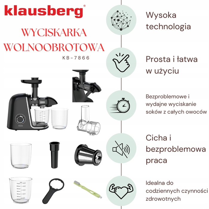 Горизонтальна шнекова соковижималка Klausberg KB 7866 150 Вт