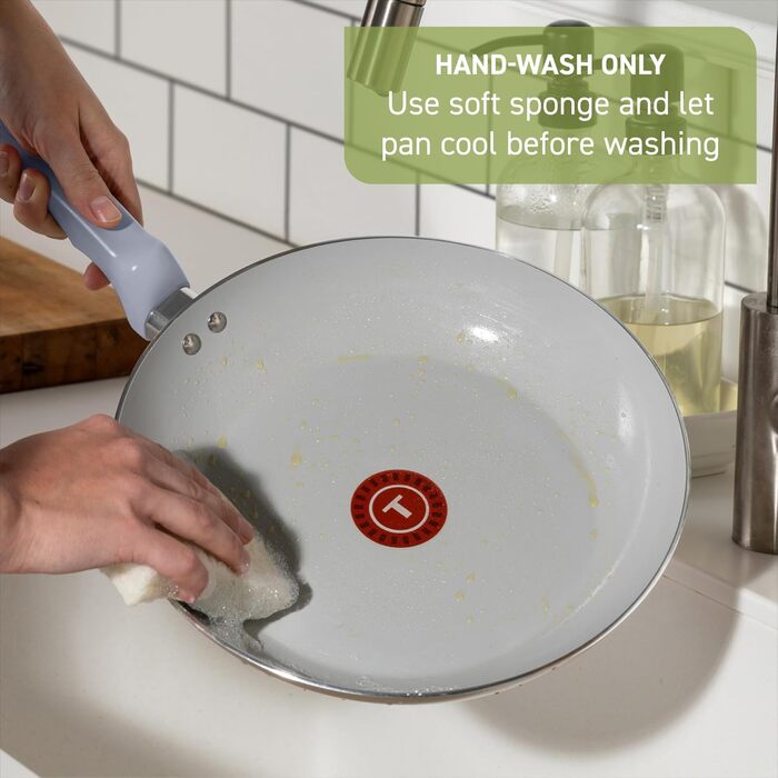 Набір посуду T-fal Refresh Ceramic антипригарний 20 предметів, м'ятний, для плити та духовки до 100°C: каструлі, сковороди, сотейник, жаровня, аксесуари