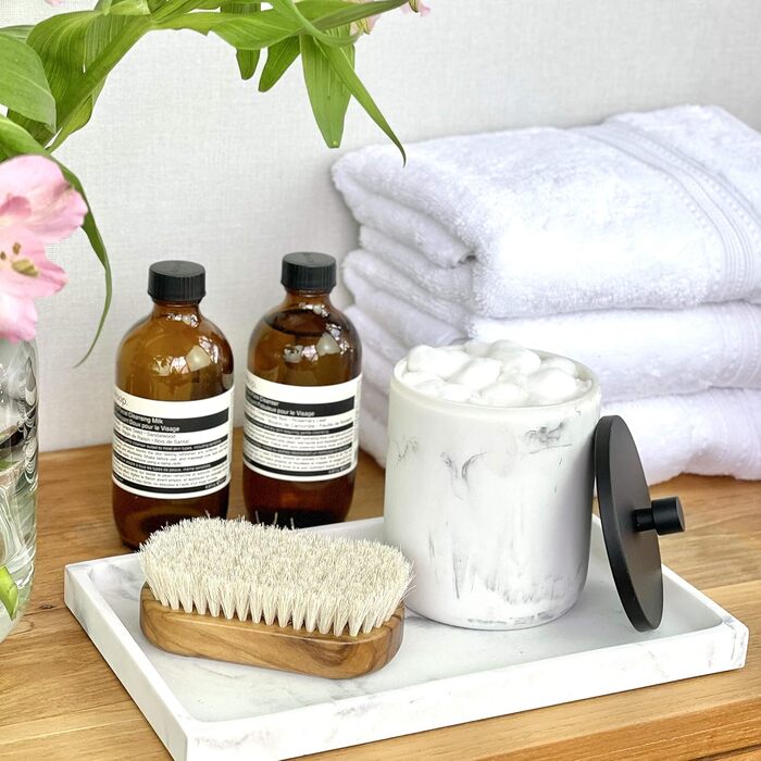 Набір аксесуарів для ванної кімнати: диспенсер для мила, тримач для зубних щіток, мармур, стиль фермерський дім, 5 шт., чорний