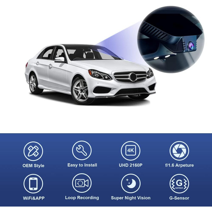 Відеореєстратор Fitcamx для Mercedes-Benz E-Class (W212, 2010-2016) 4K WiFi з картою 64GB