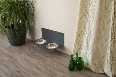 Підставка для корму Schmeck.bar для собак, сіра матова, 400x187x227 мм, 2 миски S