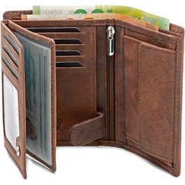 Fa. Volmer® Leather Wallet made from genuine buffalo leather | Large Wallet for Men & Women | RFID protection tested by TÜV in Brown (Iron) color