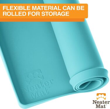 Підкладка під миску для собак та котів Neater Pet Brands - силіконова, вологостійка, 48,3 x 30,5 см, аквамарин