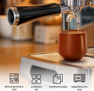 Набір чашок для еспресо Miamio, 4 шт (90 мл), кераміка без ручки, бежевий пастельний колір, Luxe Collection