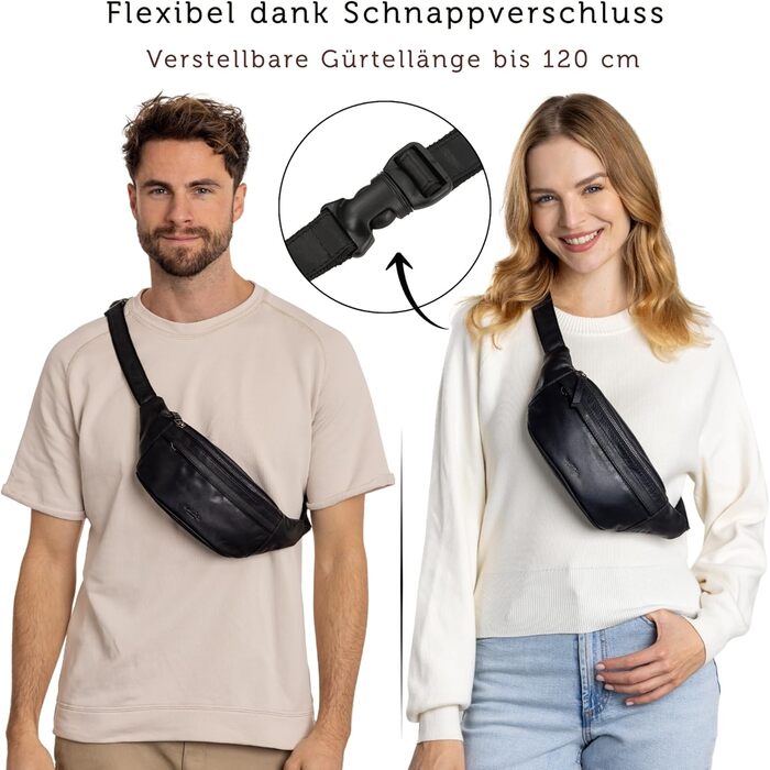 Чоловіча/жіноча поясна сумка Gusti Leather Spencer I з натуральної шкіри (чорна)