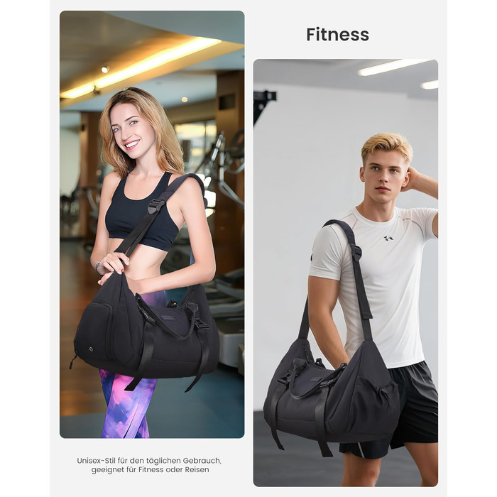 Спортивна сумка LOVEVOOK: для занять спортом, йоги, подорожей (30L, чорна)