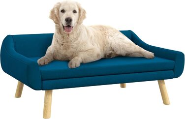 Диван для собак та котів PawHut, блакитний, 102x58,5x42,5 см, з м'яким знімним кріслом, дизайн у скандинавському стилі