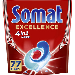 Капсули для посудомийних машин Somat Excellence 4in1, для ідеального очищення та блиску, підходять для Eco-режиму та низьких температур, 141 шт.