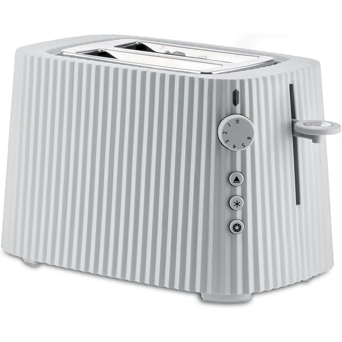 Alessi Plissé MDL08 W - Design Toaster, Six levels of gold plating, made of thermoplastic resin, European plug 850 W, White One size White