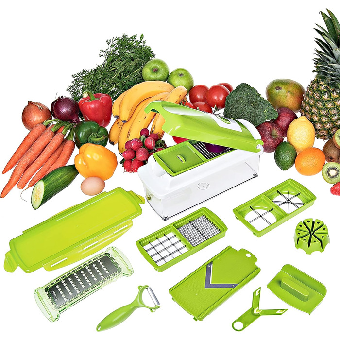 Genius Nicer Dicer Plus (18 частин) - Набір для нарізки овочів та фруктів: кубики, соломка, слайси, стрічки (Ківі)