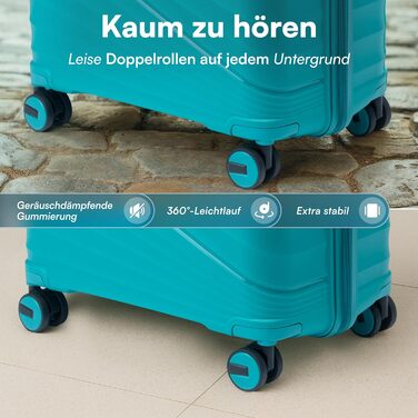 Xonic® Валіза з жорстким корпусом M, 40L - Ударостійка валіза з поліпропілену з подвійними колесами на 360° та TSA-замком - Валіза для подорожей, м'ятно-зелений колір (Сет XL-L-M)