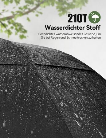 TECKNET Парасолька велика XXL, гольф-парасолька 173 см, штормостійка з подвійною конструкцією, вентильована, з ручкою EVA, для жінок та чоловіків (глибокий чорний, 163 см)