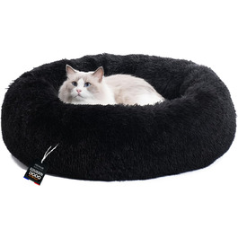 Dog Bed for Medium-Sized Dogs [with Washable Cover] - Dog Basket, Cat Bed, Dog Sleeping Place & Furniture, Long Dog Basket, Dog Bed, 80 cm Diameter (L 60 x W 60 x H 17 cm, Black)