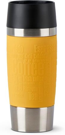 Термокружка Emsa Travel Mug Classic, 360 мл, жовта, з рукавом, 4 години гаряче, 8 годин холодне, 100% герметична