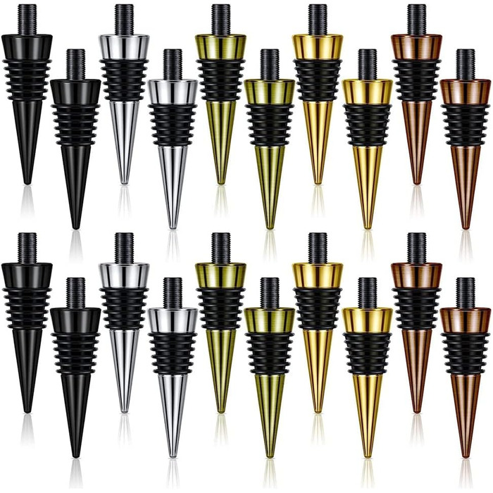 20 Empty Bottle Caps with Threaded Posts, Metal Wine Stopper Inserts Set, Hardware for DIY Projects, Woodturning