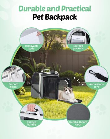 Розширюваний рюкзак для кота та собаки, переноска для тварин, рюкзак для великих котів та маленьких собак до 8 кг, переноска-рюкзак для транспортування/поїздок/кемпінгу
