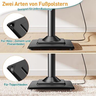 Універсальна підставка для поличних колонок ELIVED, регульована за висотою, з висувною платформою та внутрішнім кабелем-каналом, витримує до 5 кг, 1 пара