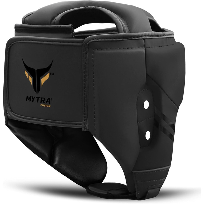 Mytra Fusion Headgear Boxing Headguard with Adjustable Strap - MMA, Muay Thai, Sparring, Karate - XL Black
