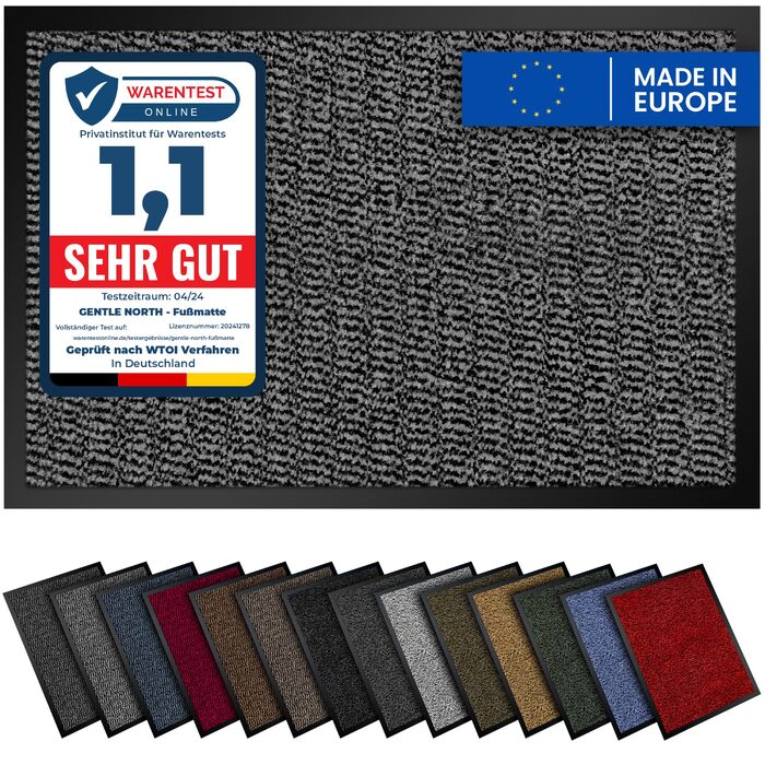 Килимок для дому та вулиці 60x90 см сірий/чорний - антиковзаюча, миюча, вологостійка, для входу та коридору