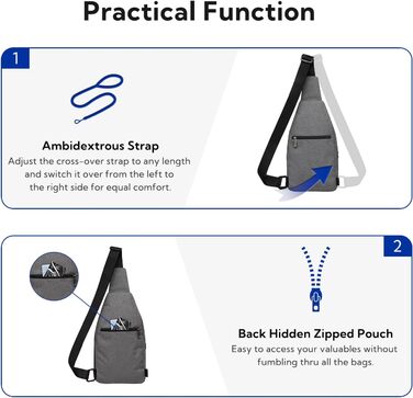 Сумка через плече WATERFLY Anti-Diebstahl для жінок та чоловіків, сіра (M)