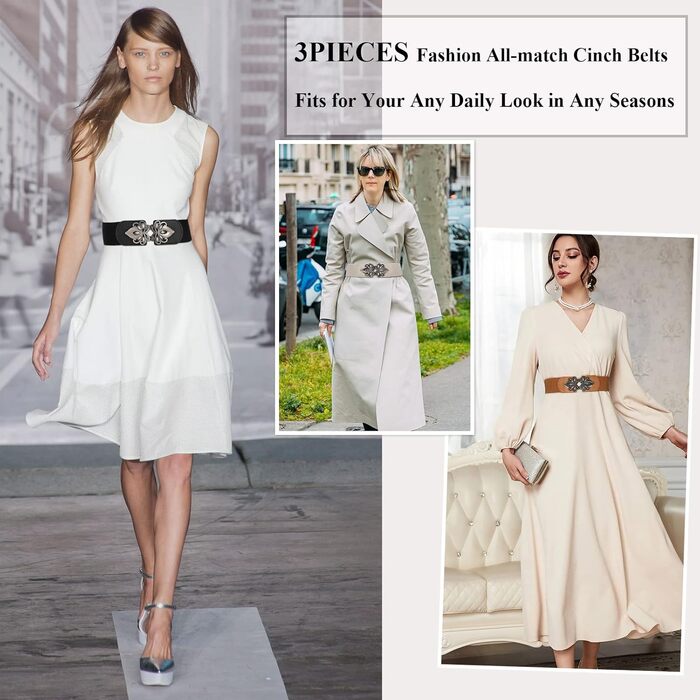 Жіночий еластичний пояс LEACOOLKEY 80 см (34-41 дюймів) - чорний, коричневий, бежевий