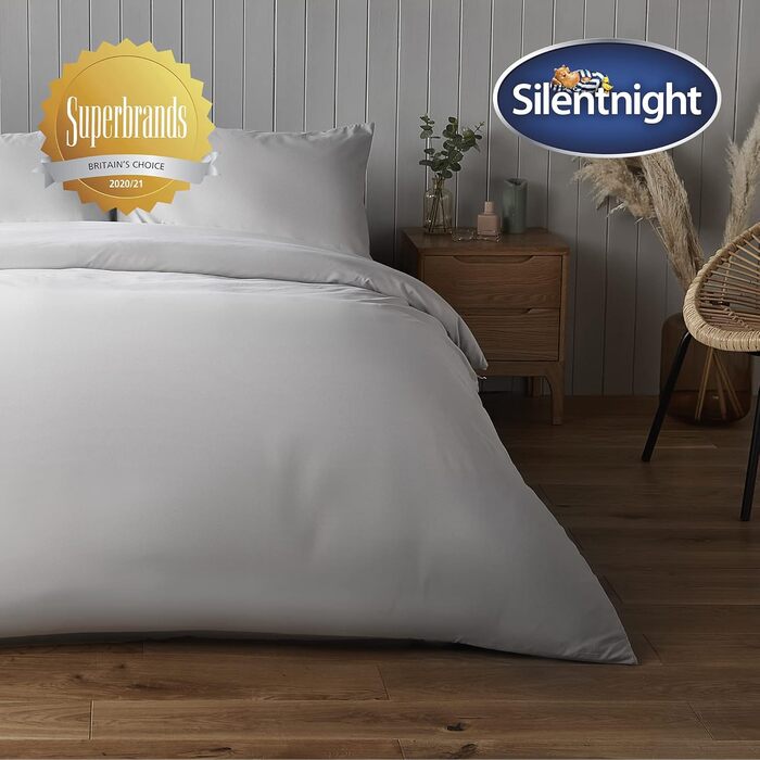 Комплект постільної білизни Silentnight Superweiches, м'який та комфортний, з мікрофібри з кнопковою застібкою, Super King, білий