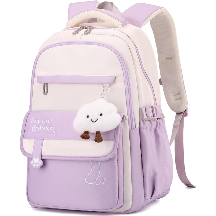 Шкільний рюкзак для дівчаток та хлопчиків-підлітків, рюкзак для жінок, великий шкільний ранець на 15.6 дюймів, рюкзак для ноутбука, шкільна сумка, водонепроникний, рюкзак для школи, шкільні сумки (фіолетовий)
