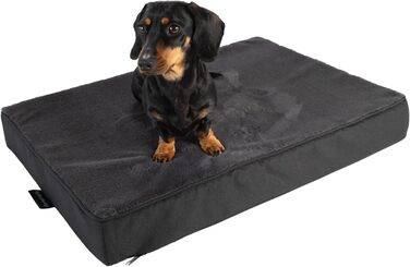 Ортопедична подушка для собак Преміум, сіра, 70x50 см, з повним шаром піни 8 см, зйомний чохол, 40°C, для алергіків